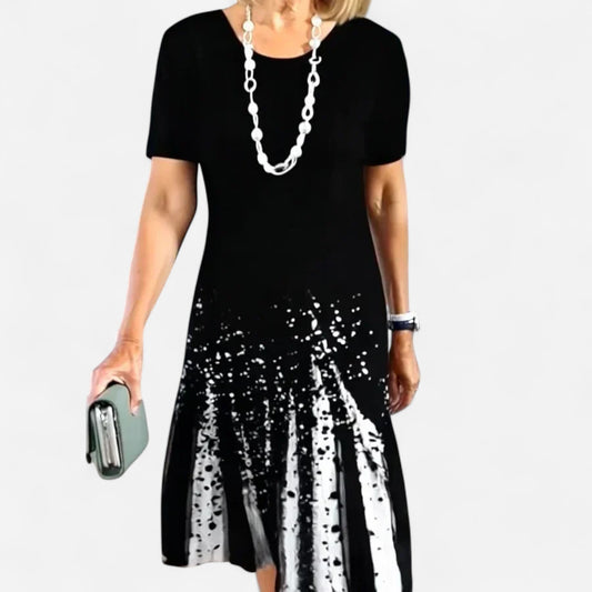 Dalia - Robe Plissée Femme Élégante avec Blocs de Couleurs