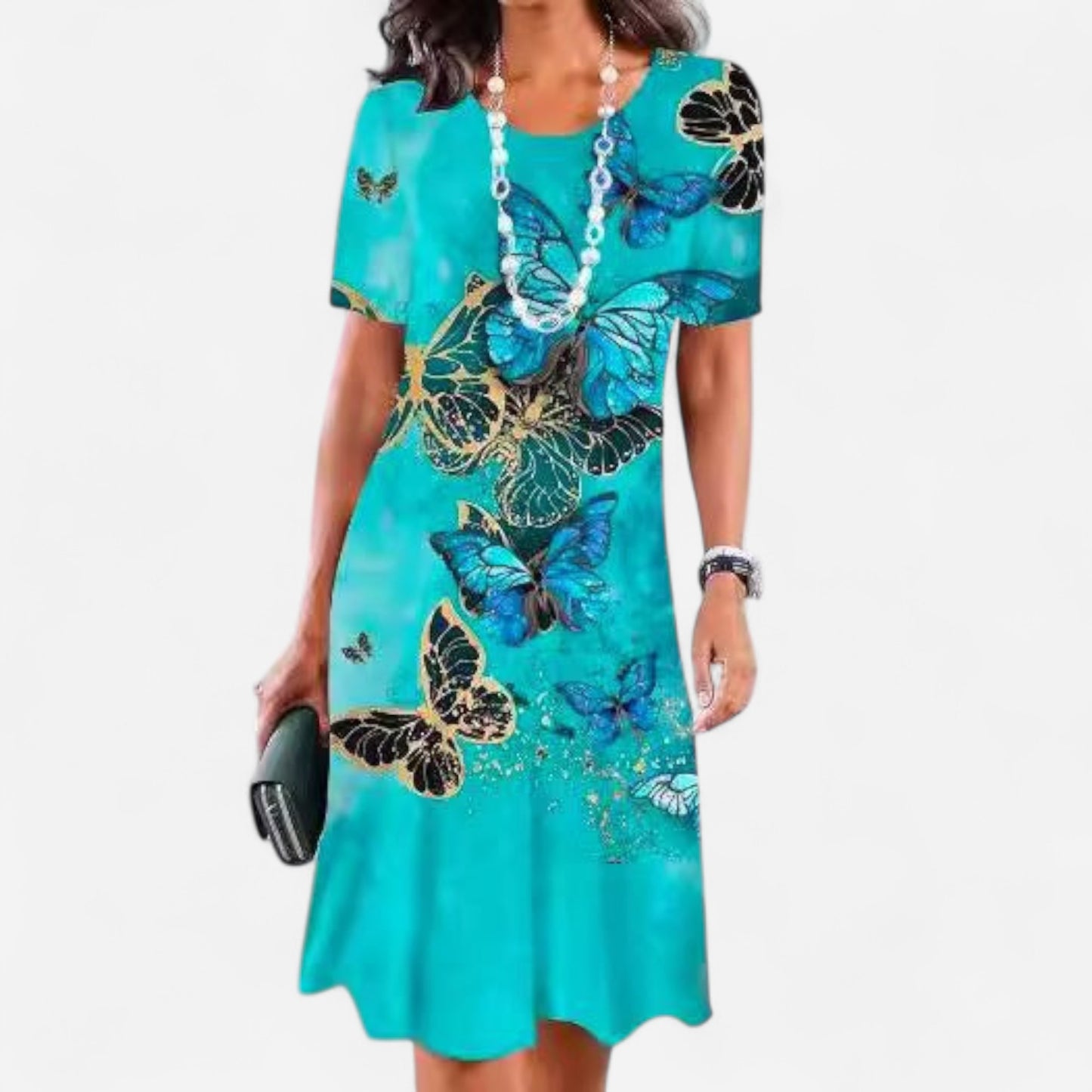 Dalia - Robe Plissée Femme Élégante avec Blocs de Couleurs