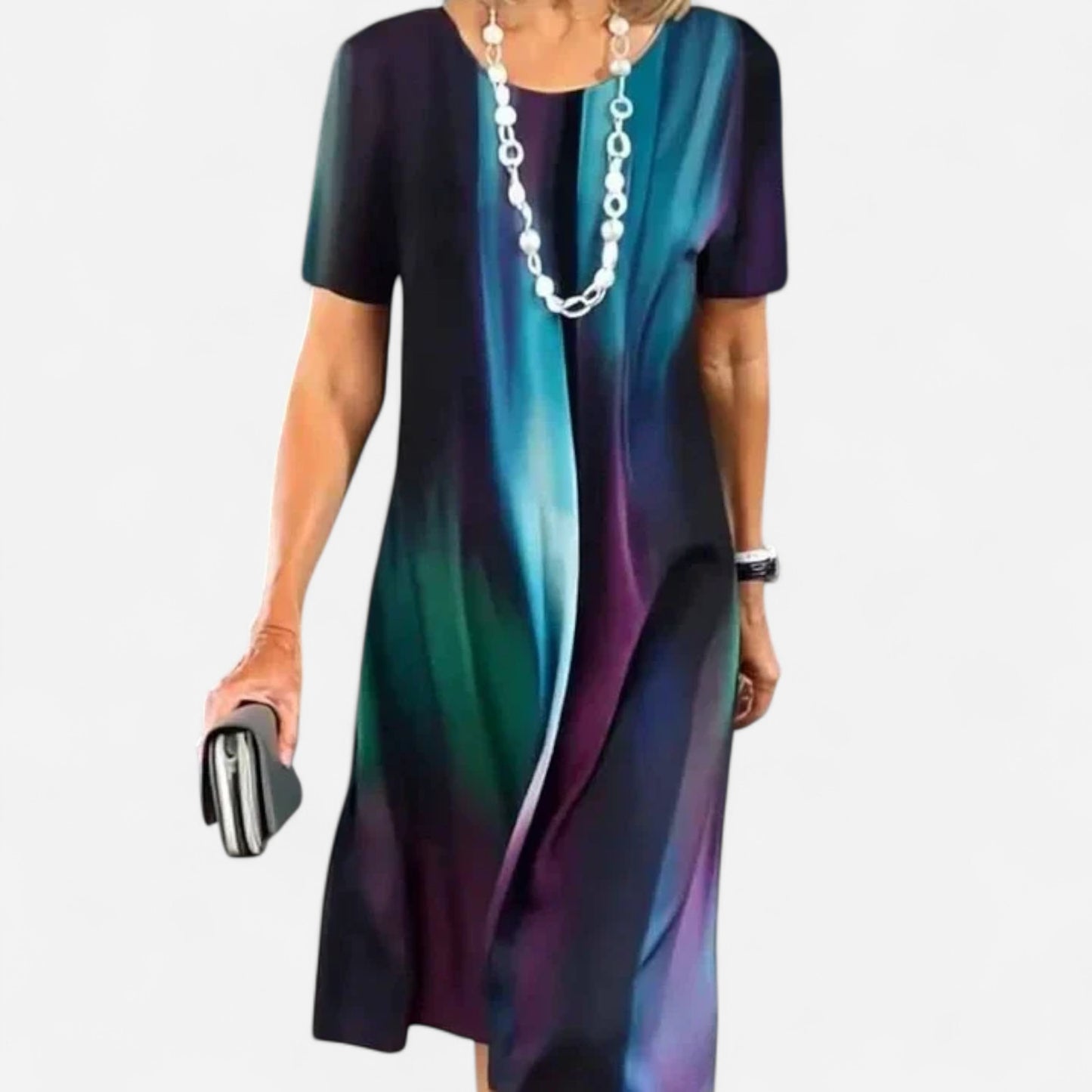 Dalia - Robe Plissée Femme Élégante avec Blocs de Couleurs