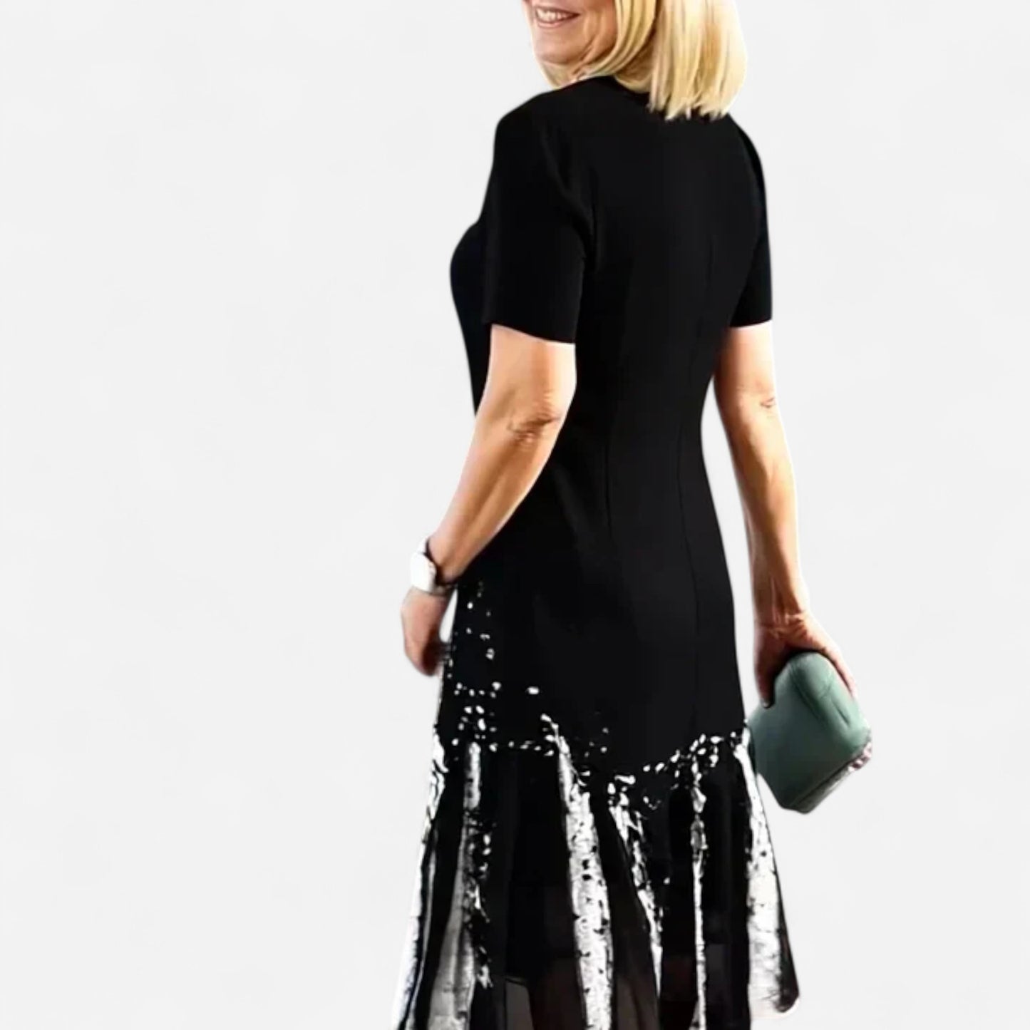 Dalia - Robe Plissée Femme Élégante avec Blocs de Couleurs