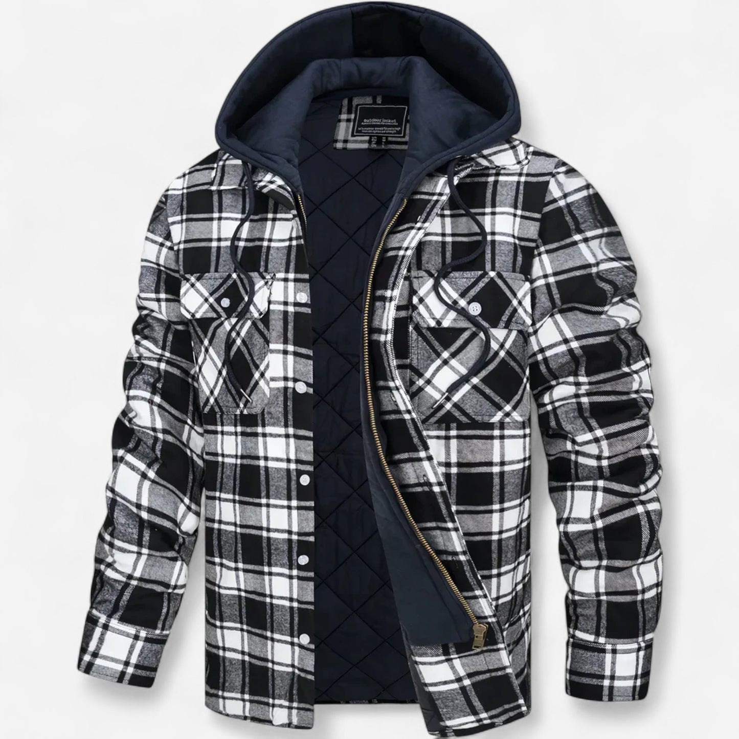 Veste à Capuche à Carreaux pour Homme - Flanelle Doublée Sherpa, Chaude et Décontractée