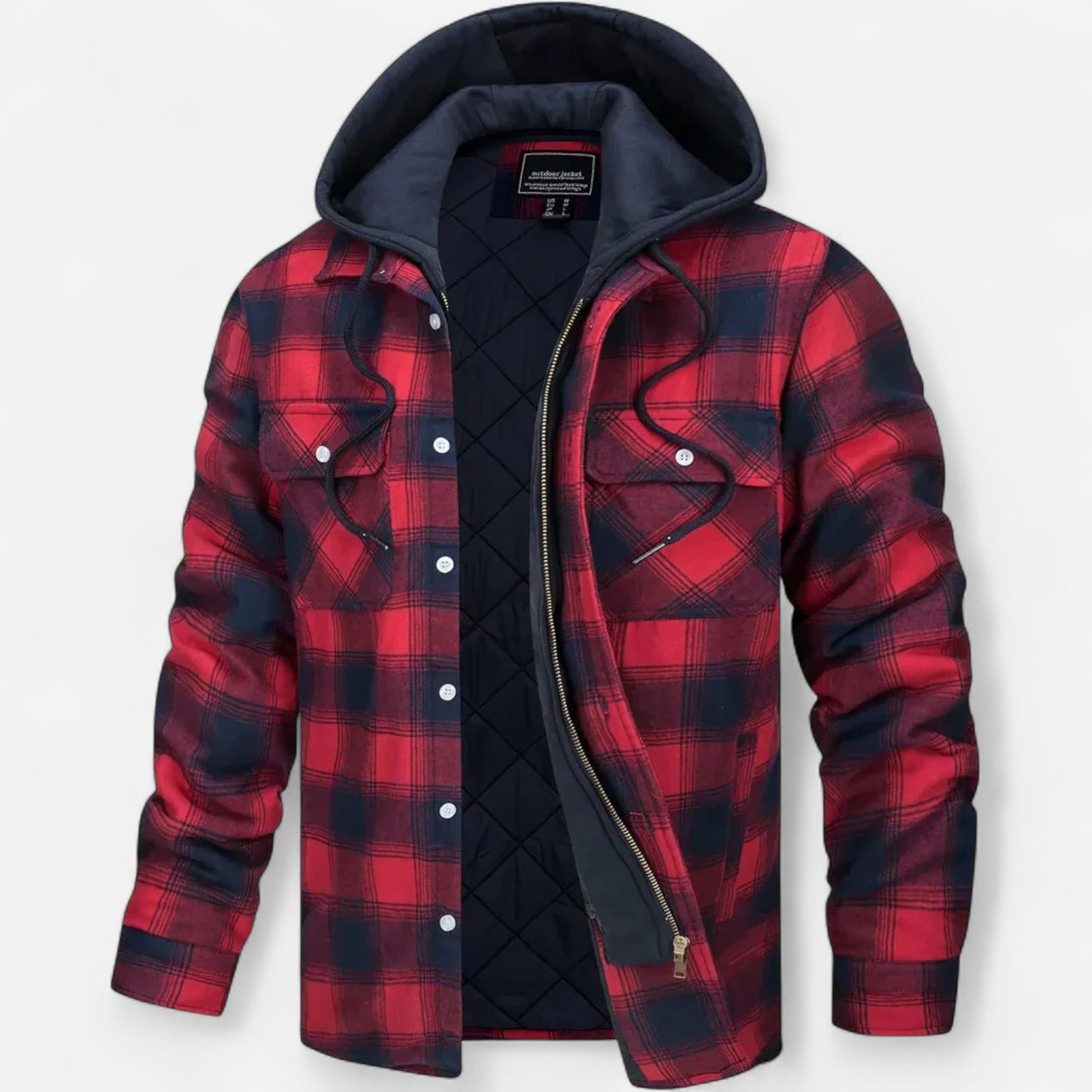 Veste à Capuche à Carreaux pour Homme - Flanelle Doublée Sherpa, Chaude et Décontractée