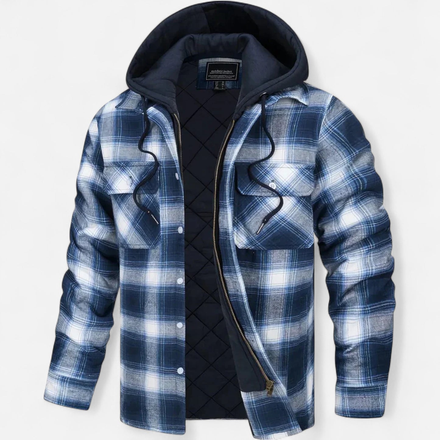 Veste à Capuche à Carreaux pour Homme - Flanelle Doublée Sherpa, Chaude et Décontractée