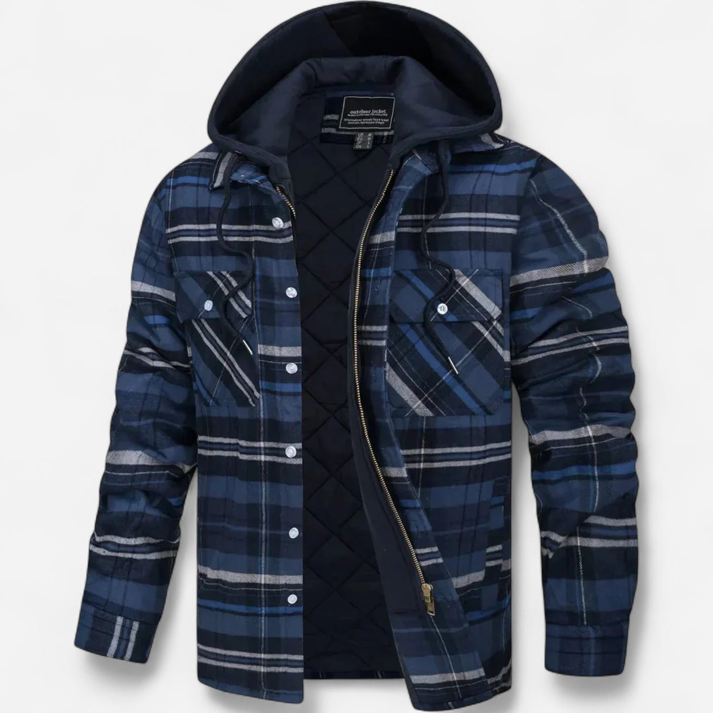 Veste à Capuche à Carreaux pour Homme - Flanelle Doublée Sherpa, Chaude et Décontractée