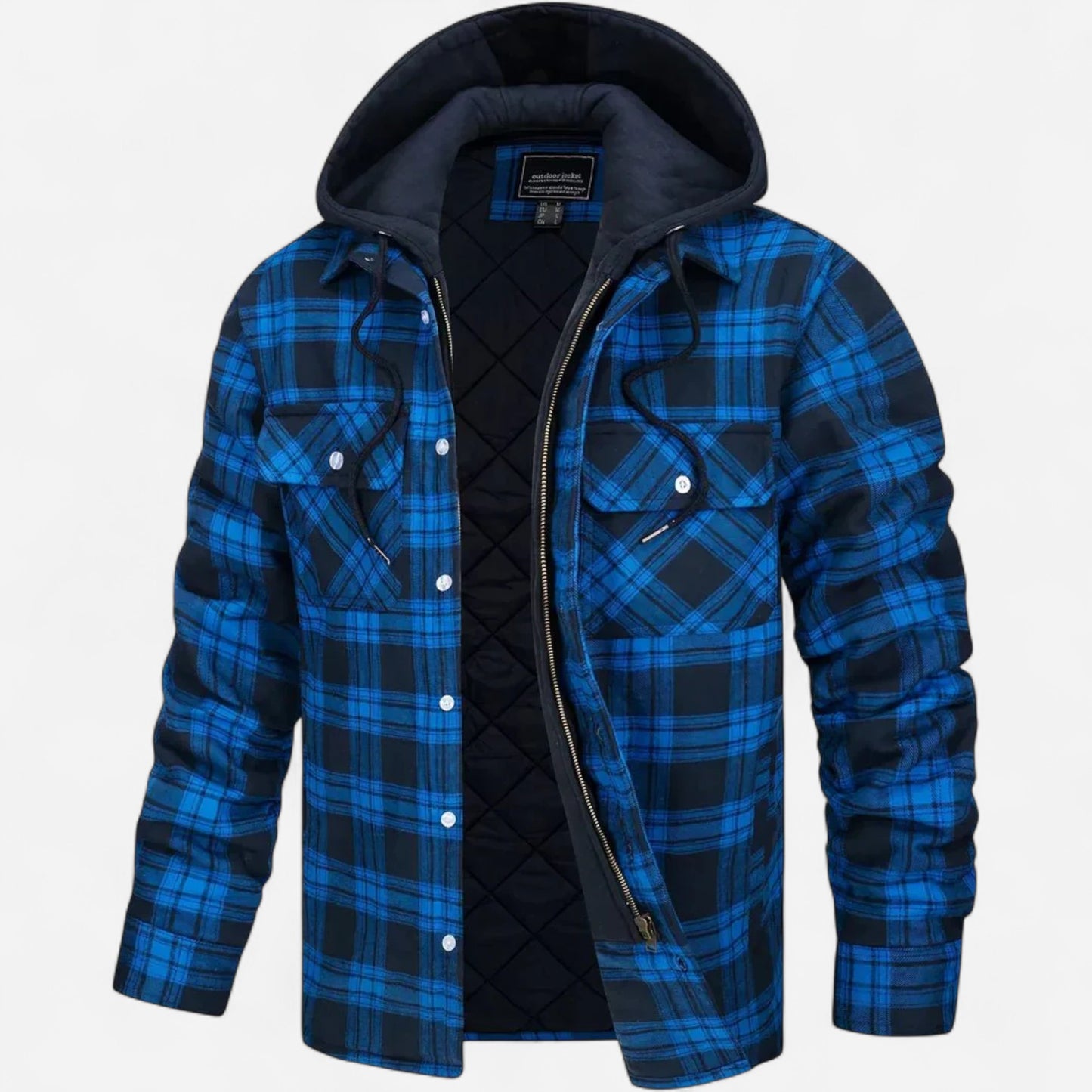 Veste à Capuche à Carreaux pour Homme - Flanelle Doublée Sherpa, Chaude et Décontractée