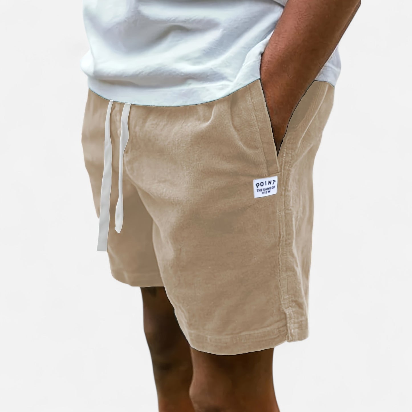 Wyatt - Short en velours côtelé avec patchs étiquettes tendance
