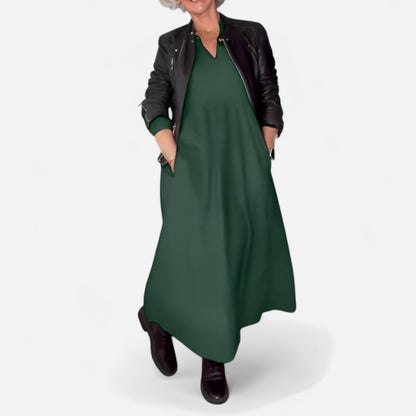 Amanda - Robe longue amincissante à décolleté en V élégante