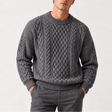 Pull en laine gris pour homme - Pull en tricot à col rond chaud pour l'hiver