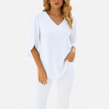 Rialta - Blouse élégante col en V avec manches fendues chic
