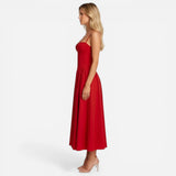 Robe Midi Élégante à Fines Bretelles avec Poches - Chic et Pratique