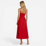 Robe Midi Élégante à Fines Bretelles avec Poches - Chic et Pratique