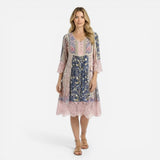Robe courte florale pour femme, manches longues, décontractée, style boho