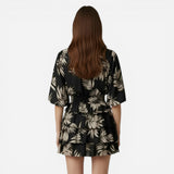 Robe d'été femme à volants, imprimé floral, manches larges, décolleté en V