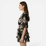 Robe d'été femme à volants, imprimé floral, manches larges, décolleté en V