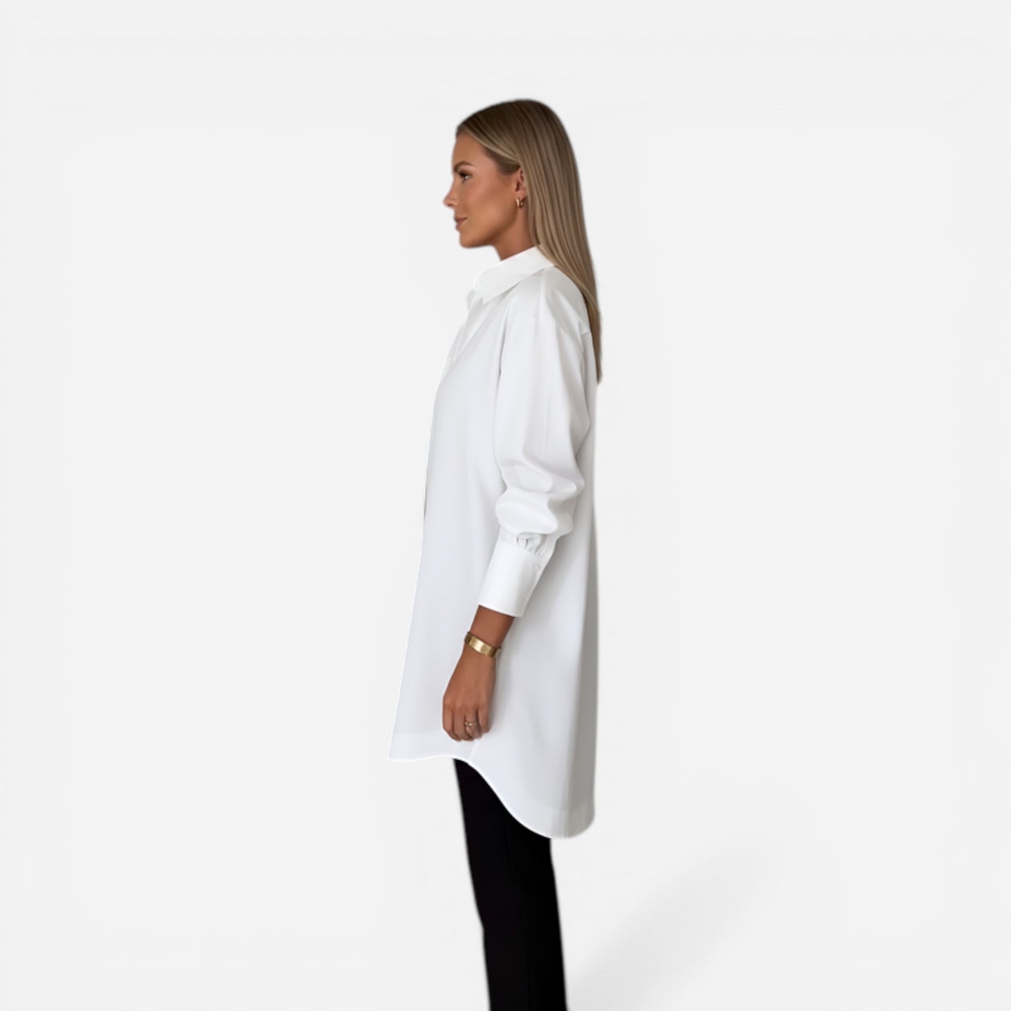 Chemise en coton surdimensionnée pour femmes avec col classique