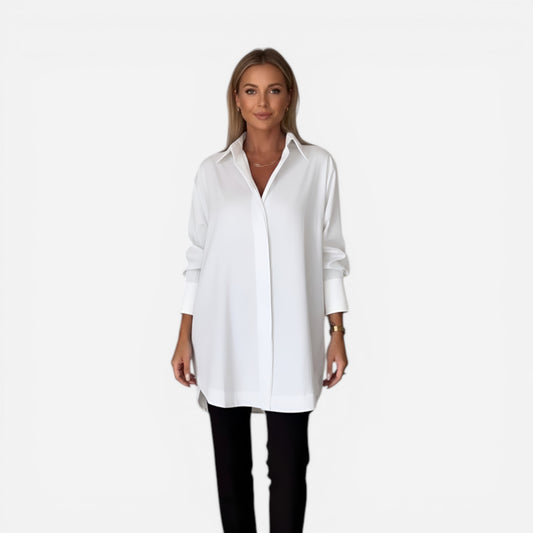 Chemise en coton surdimensionnée pour femmes avec col classique