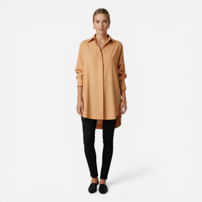 Chemise en coton surdimensionnée pour femmes avec col classique