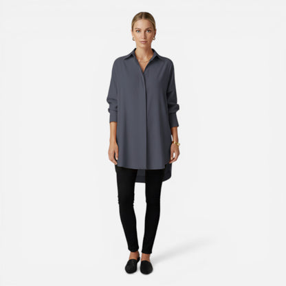 Chemise en coton surdimensionnée pour femmes avec col classique