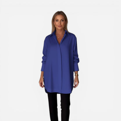 Chemise en coton surdimensionnée pour femmes avec col classique