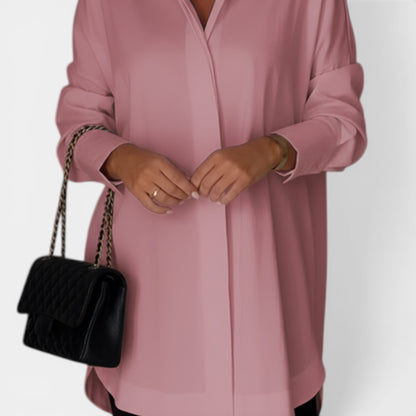Chemise en coton surdimensionnée pour femmes avec col classique