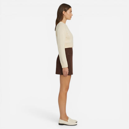 Pull court en tricot pour femmes avec tresses & jupe mini taille haute