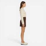 Pull court en tricot pour femmes avec tresses & jupe mini taille haute