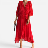 Elisabeth - Robe d'été chic à col en V pour femmes élégantes