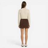 Pull court en tricot pour femmes avec tresses & jupe mini taille haute
