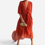 Elisabeth - Robe d'été chic à col en V pour femmes élégantes