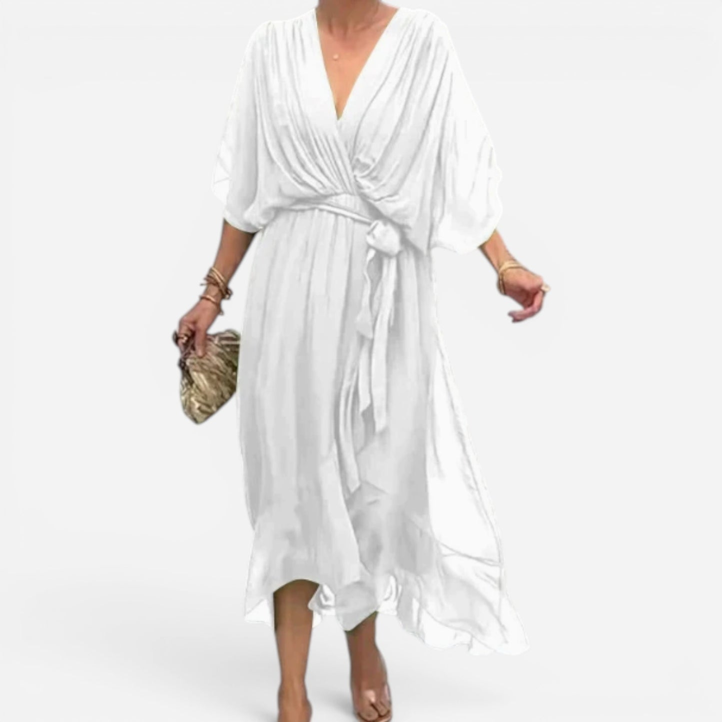 Elisabeth - Robe d'été chic à col en V pour femmes élégantes