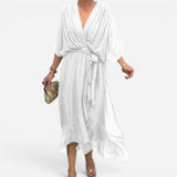 Elisabeth - Robe d'été chic à col en V pour femmes élégantes