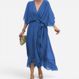 Elisabeth - Robe d'été chic à col en V pour femmes élégantes