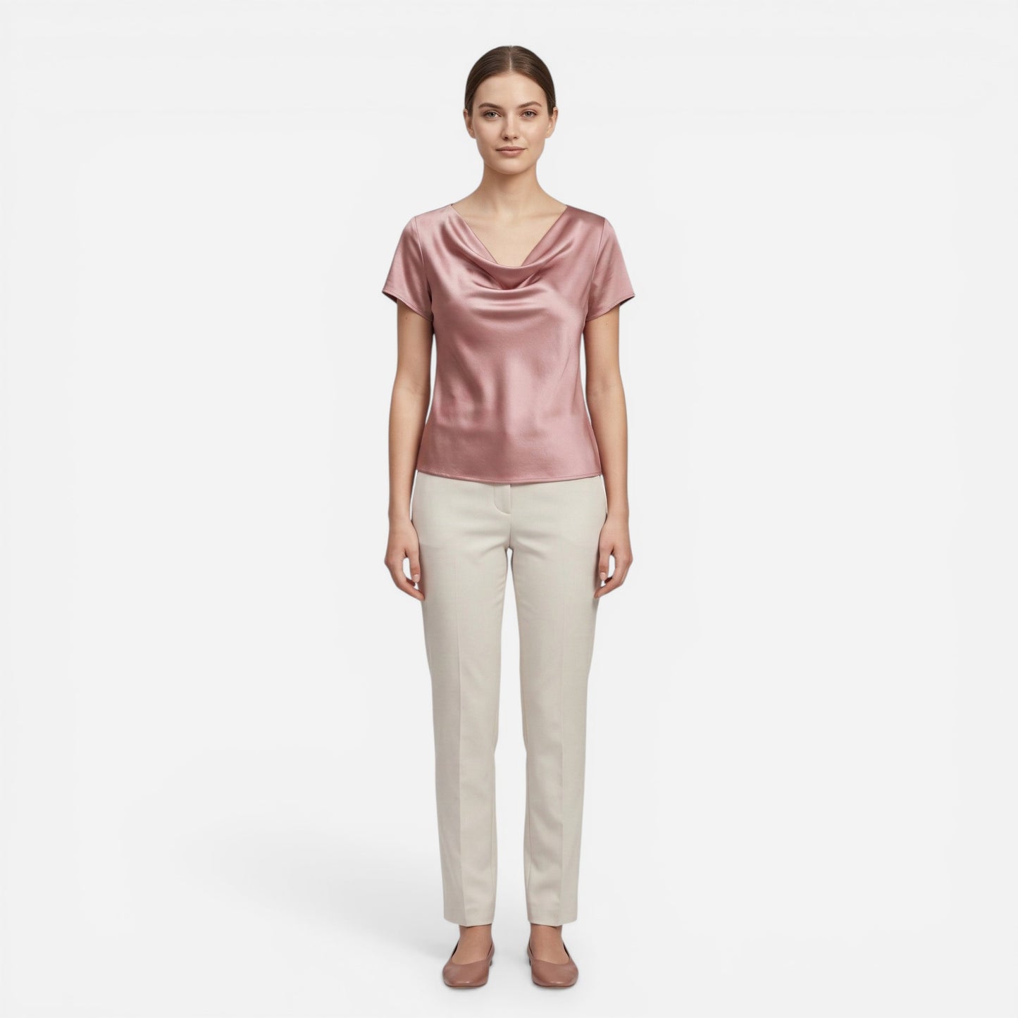 Blouse Élégante Femme à Encolure Drapée - Top Casual Chic