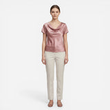 Blouse Élégante Femme à Encolure Drapée - Top Casual Chic