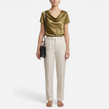 Blouse Élégante Femme à Encolure Drapée - Top Casual Chic