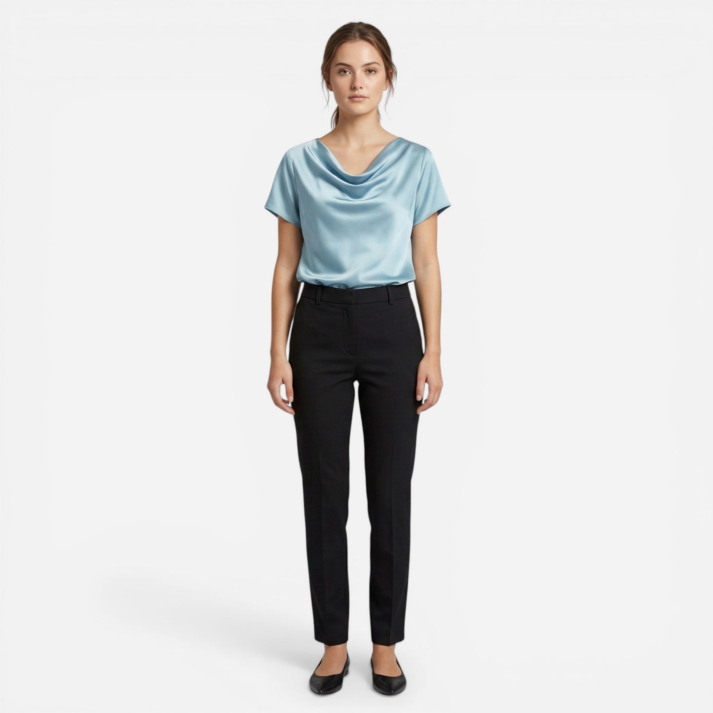 Blouse Élégante Femme à Encolure Drapée - Top Casual Chic