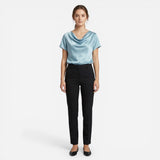 Blouse Élégante Femme à Encolure Drapée - Top Casual Chic