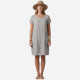 Robe d'été en lin pour femmes, manches courtes et poches