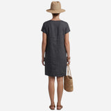 Robe d'été en lin pour femmes, manches courtes et poches