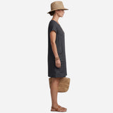 Robe d'été en lin pour femmes, manches courtes et poches