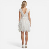 Robe en dentelle et tulle pour femmes, élégante cérémonie V-décolleté