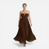Robe Maxi Été Femme Dos Nu Plissée à Col Halter Aurelia