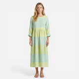 Robe Maxi Rayée Femme avec Volants - Légère à Manches Longues d'Été