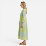 Robe Maxi Rayée Femme avec Volants - Légère à Manches Longues d'Été