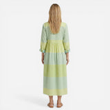 Robe Maxi Rayée Femme avec Volants - Légère à Manches Longues d'Été