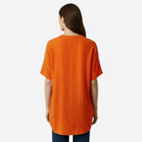 Blouse en Coton Oversize Femme à Manches Courtes, Décontractée et Légère avec Boutons
