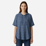 Blouse en Coton Oversize Femme à Manches Courtes, Décontractée et Légère avec Boutons