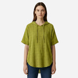 Blouse en Coton Oversize Femme à Manches Courtes, Décontractée et Légère avec Boutons