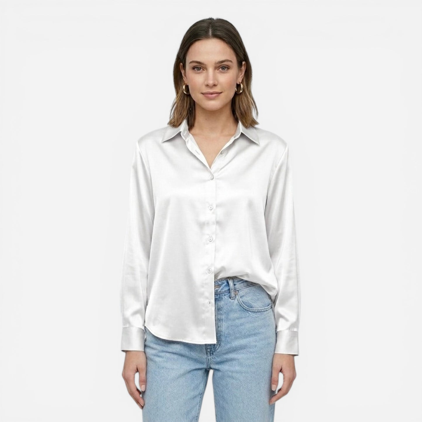 Blouse en satin moderne à manches longues pour femmes élégantes