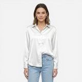 Blouse en satin moderne à manches longues pour femmes élégantes